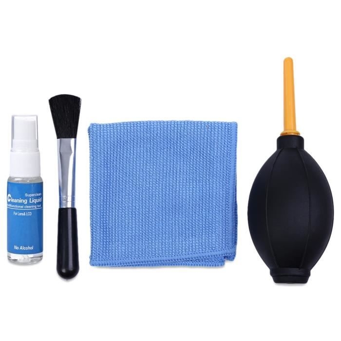 4-in-1-set: Bürste, Tuch, Gebläse, Reinigungsflüssigkeit