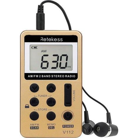 Retekess V112 Mini-taschenradio Mit Fm-empfang, Tragbarem Radio, Wiederaufladbarem Walkman, Wecker, Kopfhöreranschluss, Für Den Außenbereich.
