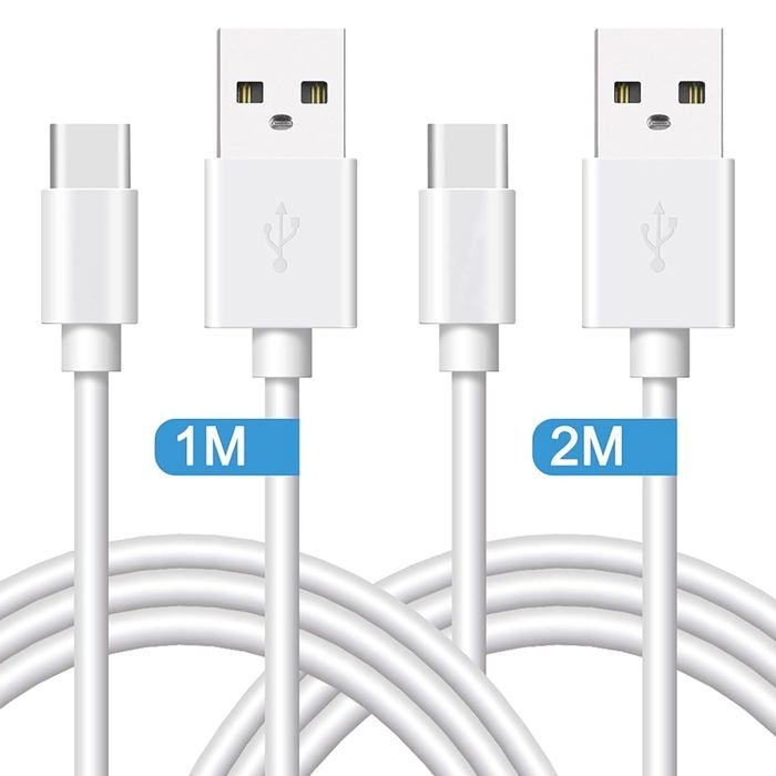 2 Usb-typ-c-auf-usb-a-kabel (1 M Und 2 M) – Universelles Laden Und Datentransfer Für Samsung Galaxy A25 5g, A24, A23 5g, A22 5g, A20, A15