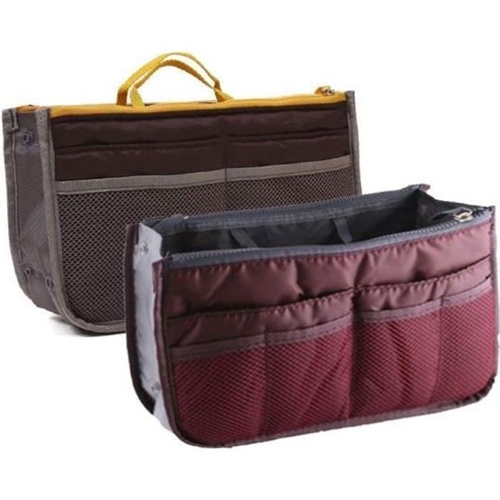 Set Mit 2 Taschenorganizern – 1 Grauer + 1 Bordeauxroter – 13 Fächer – Dokumentenhalter Und Reiseetui –