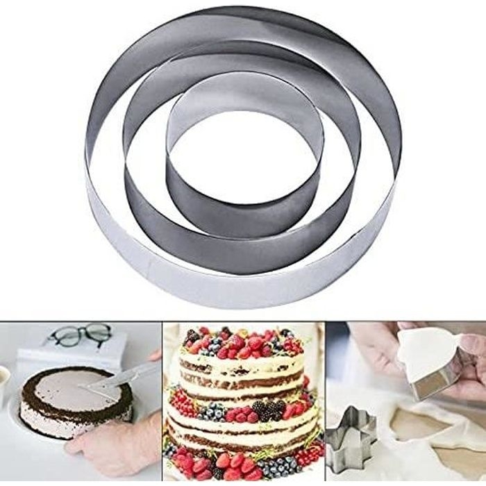 Tortenringform, Runder Gebäckring Aus Edelstahl, Ausstechform Aus Edelstahl, Fondant-, Gelee- Und Mousse-torte – 3-teilig