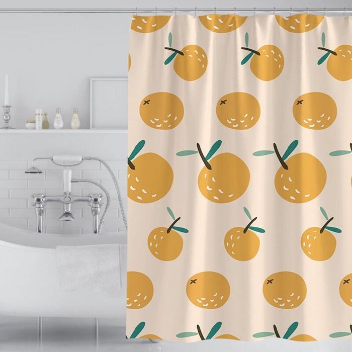 Duschvorhang, 180 X 200 Cm, Mit 12 Haken, Schnelltrocknend (orange), Wasserdichtes Polyestergewebe, Maschinenwaschbar, Badezimmervorhänge
