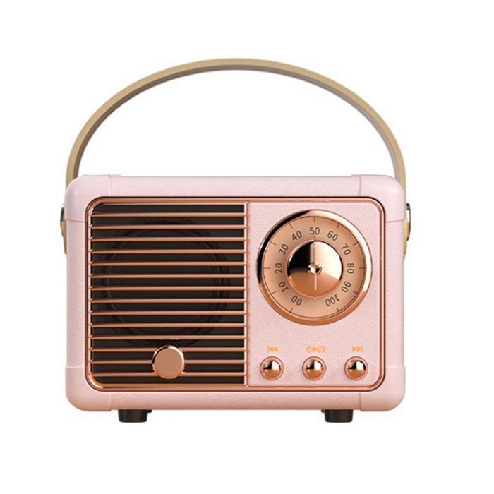 Pinkfarbener Retro-bluetooth-lautsprecher – Mini, Tragbar Und Tf-karten-kompatibel – Klarer Und Kraftvoller Klang
