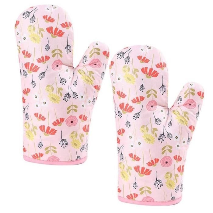 Ofenhandschuhe – Verbrühungsschutz – Blumenmuster – Rosa – 27 X 17 Cm – 2 Stück