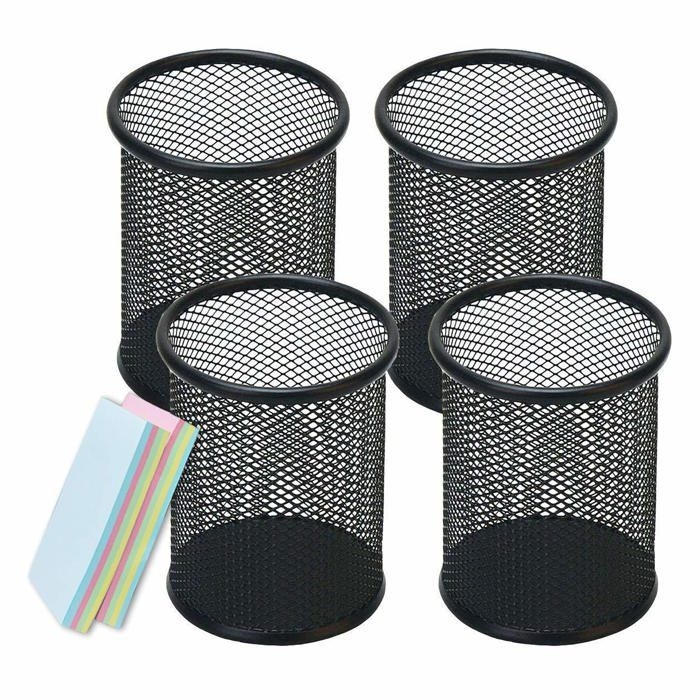 4er-set Stiftehalter Für Den Schreibtisch, Schreibtisch-organizer Aus Netzgewebe, Stiftehalter, Schreibwaren, Stifteetuis, Schwarz