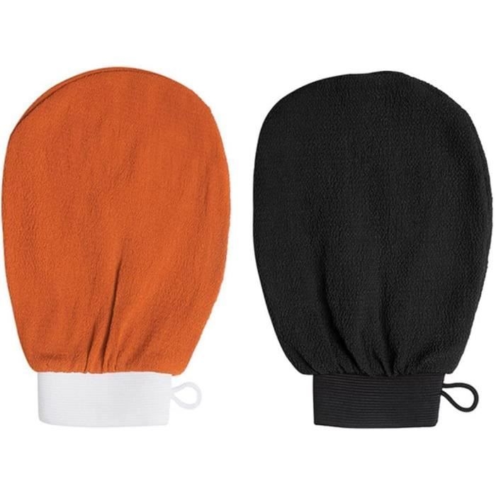 Peelinghandschuh – Material Unbekannt – 2er-pack – 100 % Viskose – Schwarz Und Orange – 15 X 21 Cm