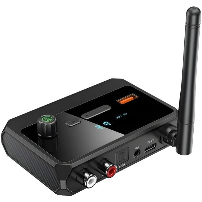 Audio-empfänger, Bluetooth 5.3, Usb/aux/rca, Hd-klangqualität, Geringe Latenz, Plug & Play, Tragbar, Schwarz