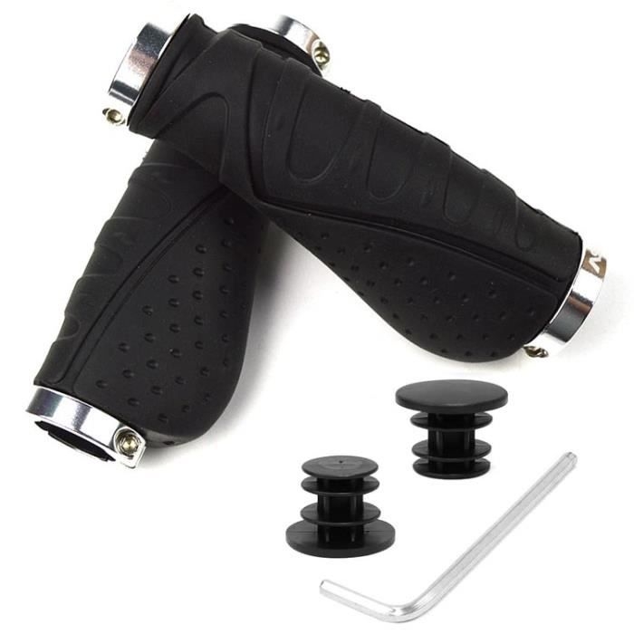 Ergonomische, Rutschfeste Fahrradlenkergriffe, Gummigriffe Mit Doppelverschluss, Schwarz/silber