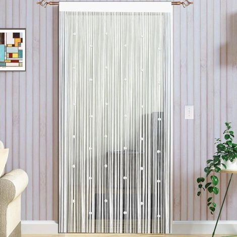 Perlenbesetzter Türvorhang – Fliegengitter, Moskitonetz Für Den Außenbereich, Raumteiler, 100 X 200 Cm, Weiß – Vorhangetikett