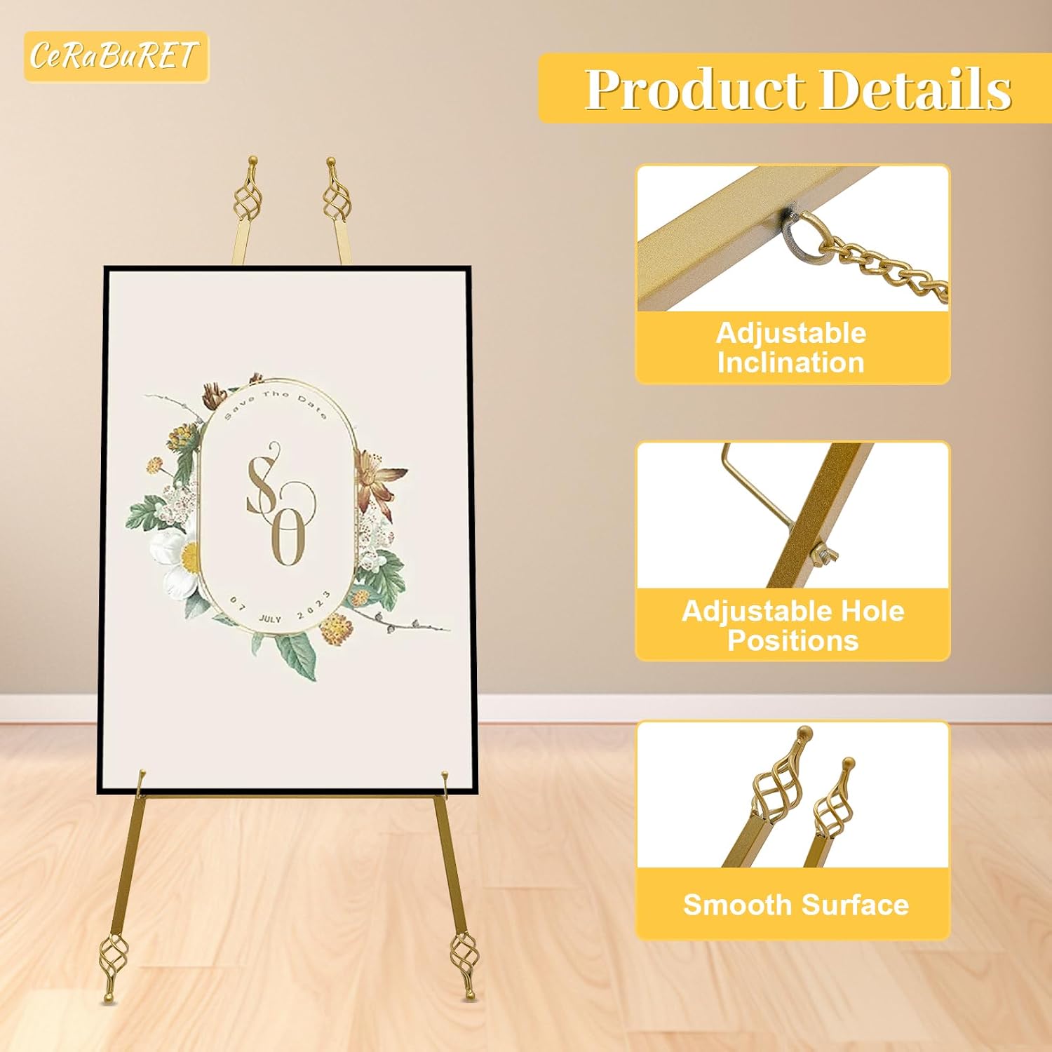 2-stück-set Goldene Hochzeits-logo-halter, 35,43 18,9 Zoll Tragbarer Bodenhalter, Goldener Display-halter, Dekorativer Geburtstags-party-logo-halter