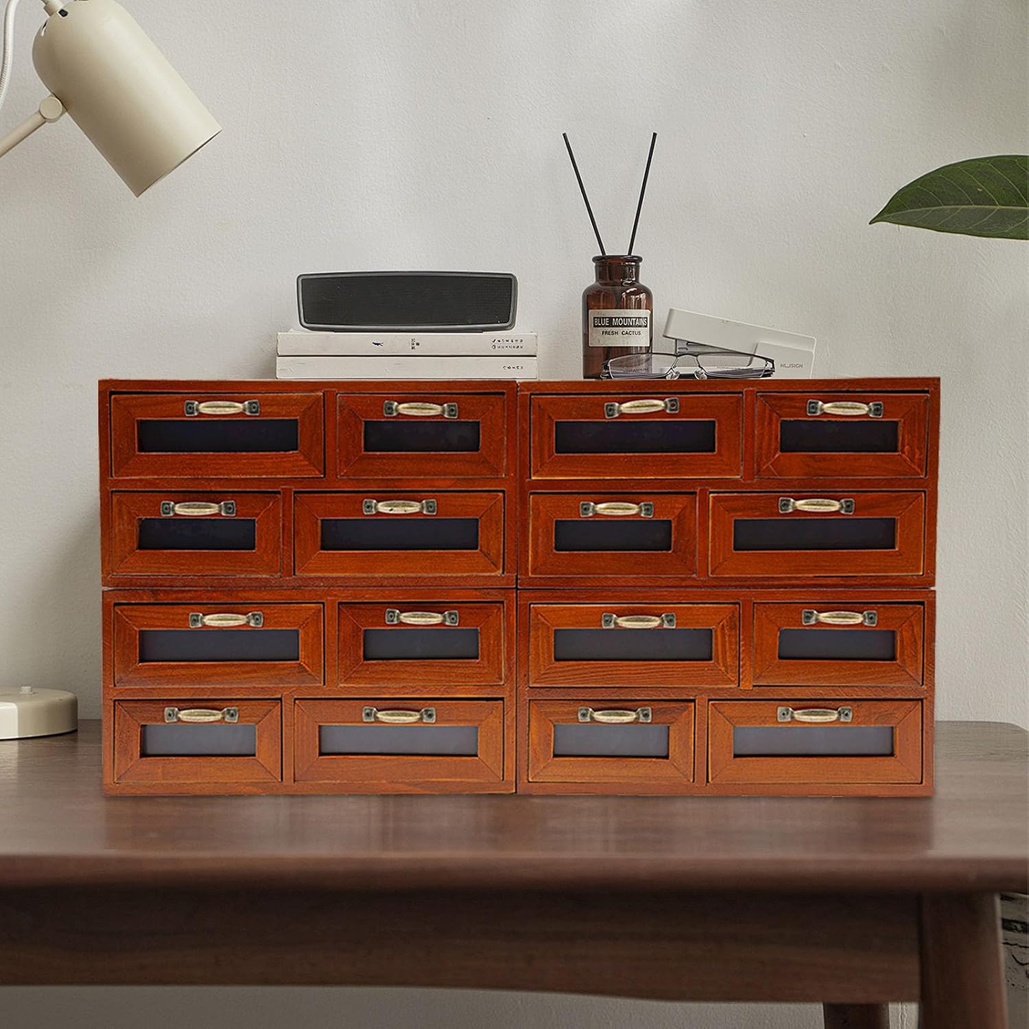 Retro Holz Schublade Aufbewahrungsschrank, 16 Große Kapazität Tisch Aufbewahrungsfächer Für Tisch Tee Kaffee Box Apotheker Schrank, 60 18,5 30,4 Cm