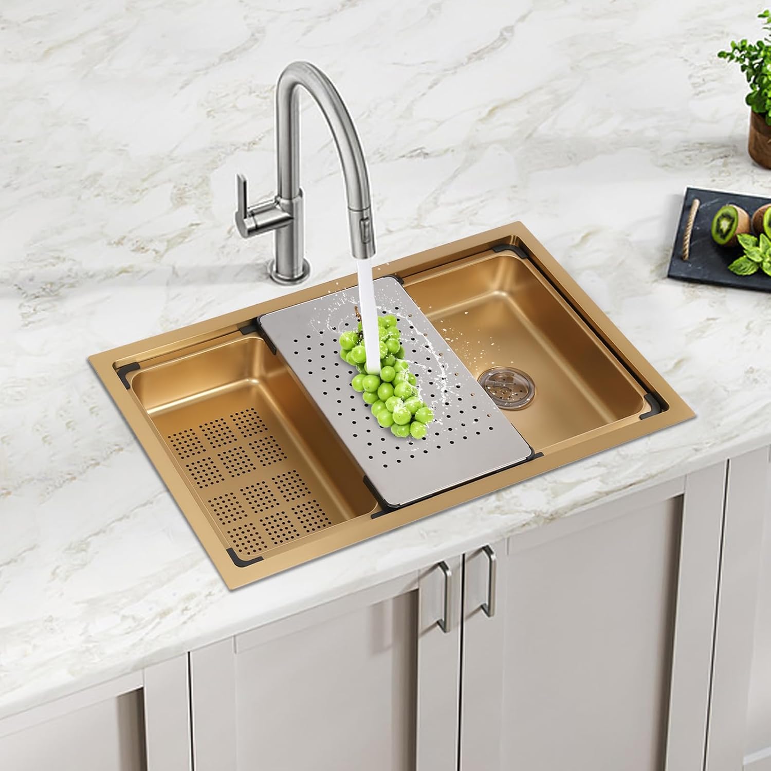 Gold Stainless Steel Undermount Kitchen Sink Water Sink Kitchen Faucet 76 X 45.7 X 22 Cm In Commercial Restaurants, Dessert Shops, Clean Rooms, Supply Areas