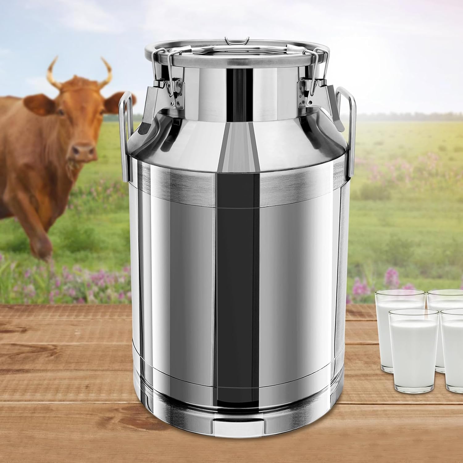 Edelstahl Milch Transportkanne Edelstahl Luftdichter Milchkrug Transportkanne Geeignet Für Die Aufbewahrung Verschiedener Flüssiger Und Fester Produkte Wie Milch (40l)