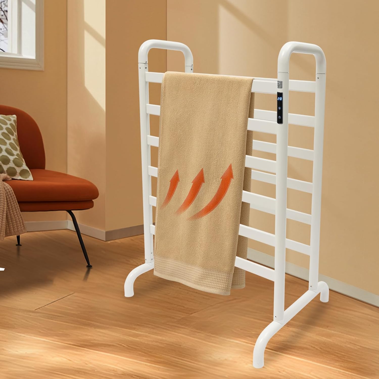 Vertikaler Elektrischer Handtücherhalter, 300w Doppelreihenhandtücherhalter, 45-60 ° C, Intelligentes Led-display, 2-3 Minuten Schnelle Heizung Zum Trocknen Und Platzieren Von Handtüchern, Decken, Bad