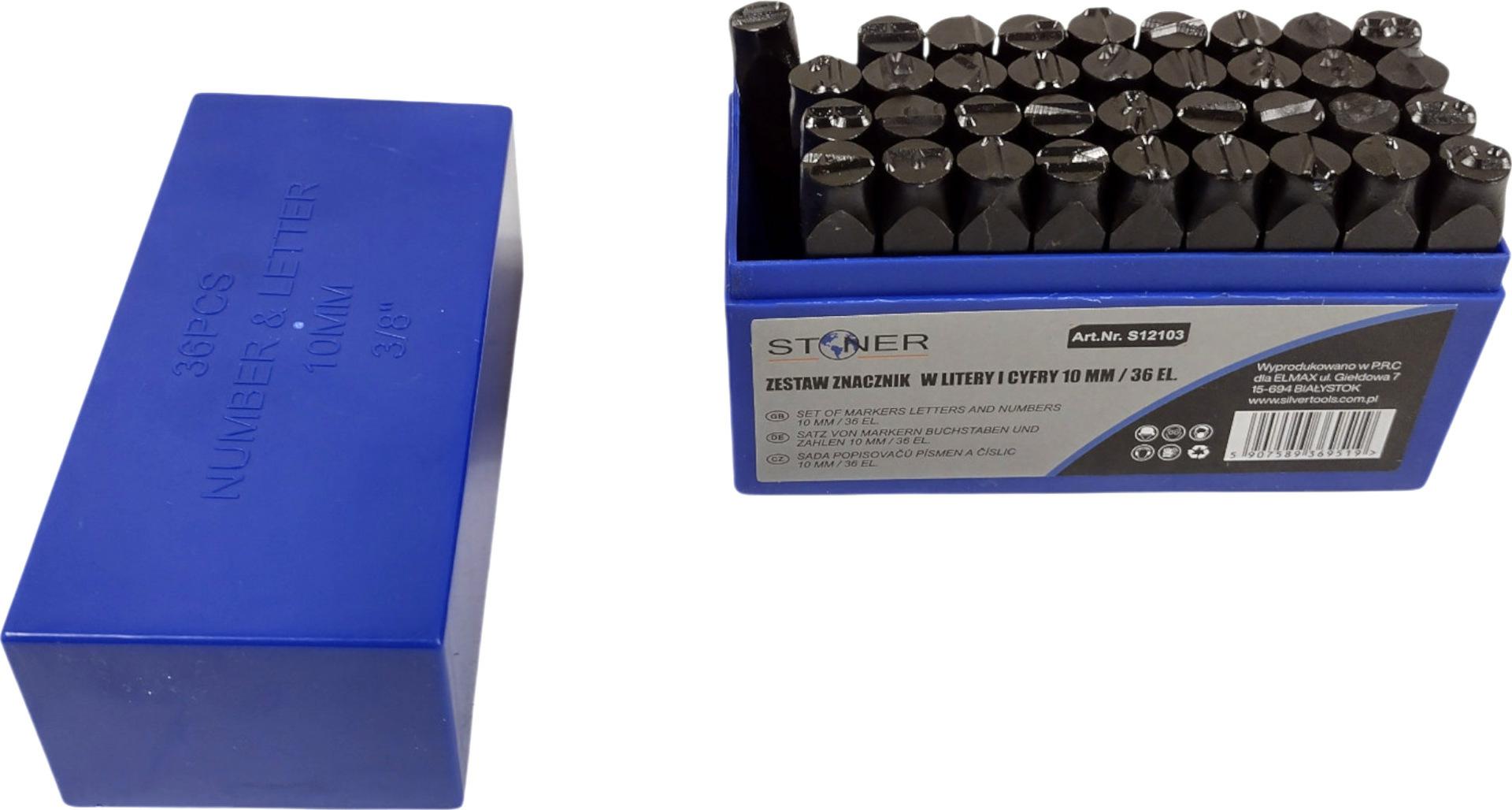 Nummerierungsstempel-set, 36 Stück, 10 Mm, Silber