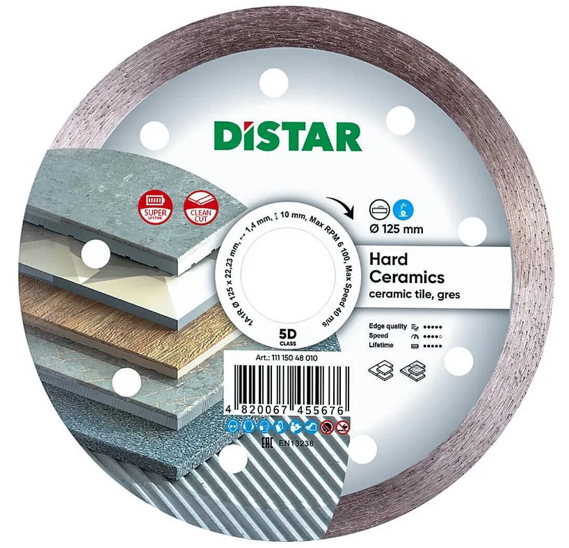 Distar Diamanttrennscheibe Aus Hartkeramik, 125 X 1,4 X 10 X 22,23 Mm