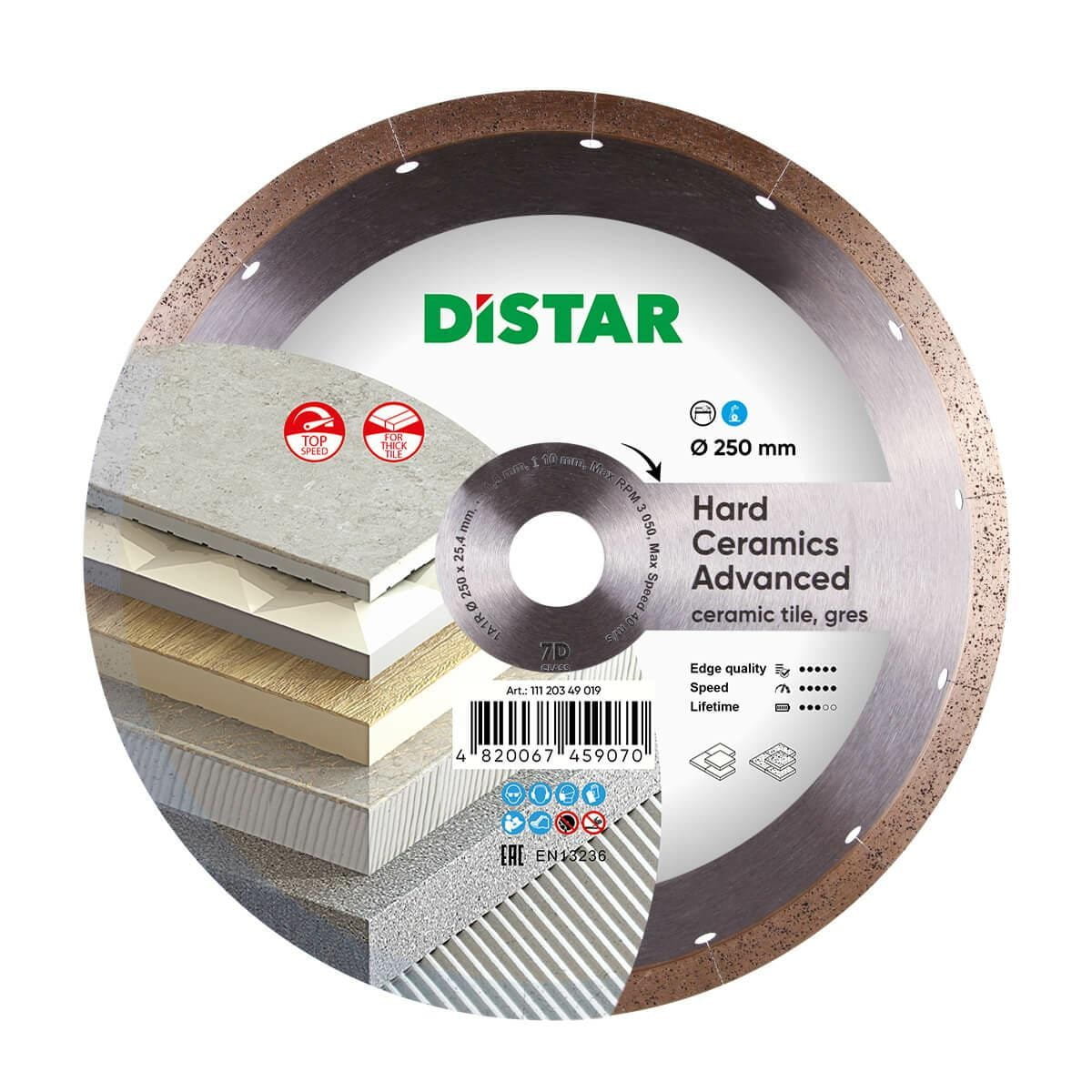 Distar Hartkeramik Advanced Diamantklinge 250 X 1,5 X 10 X 25,4