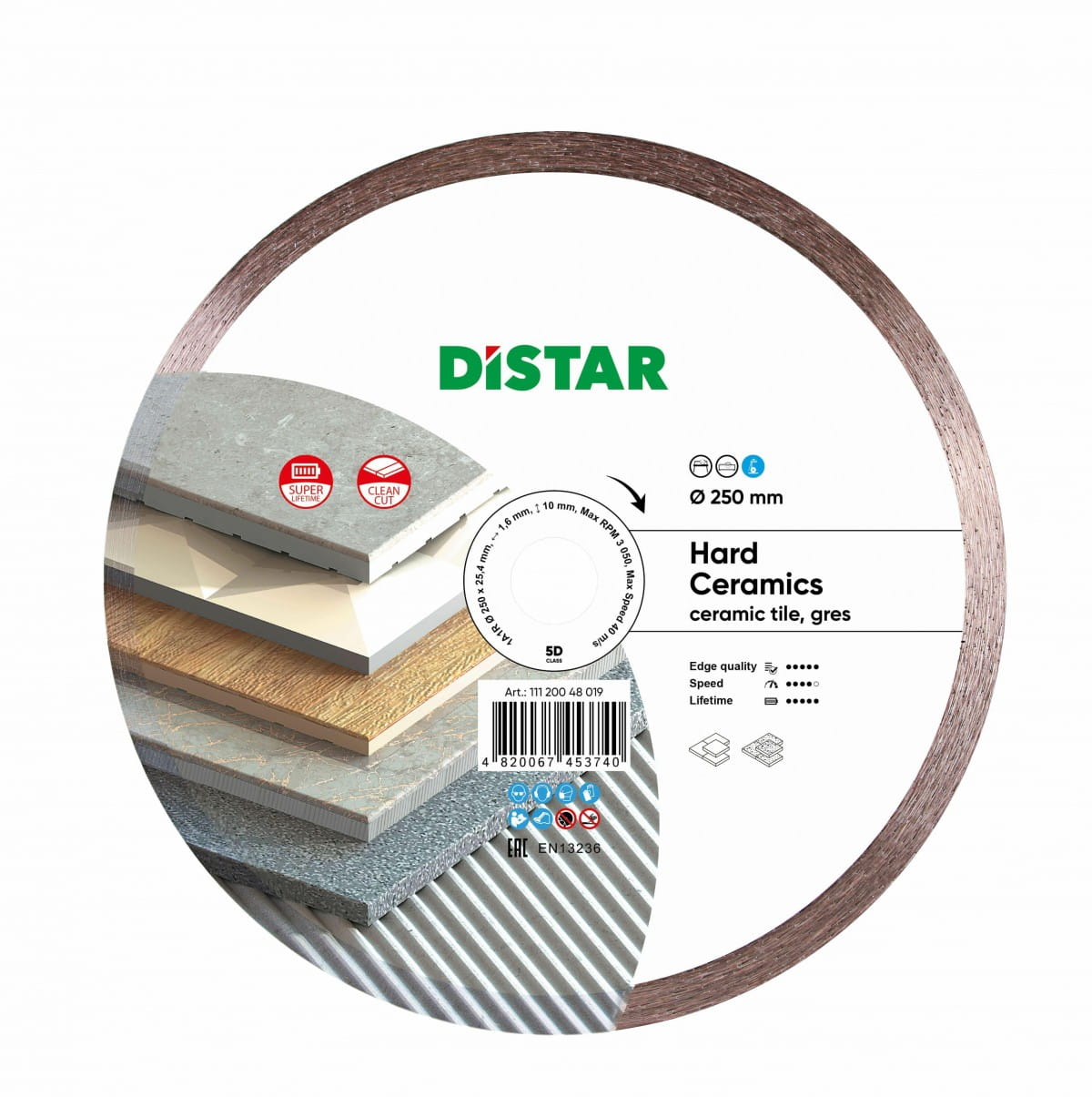 Distar Hartkeramik Diamantklinge 250 X 1,6 X 10 X 25,4