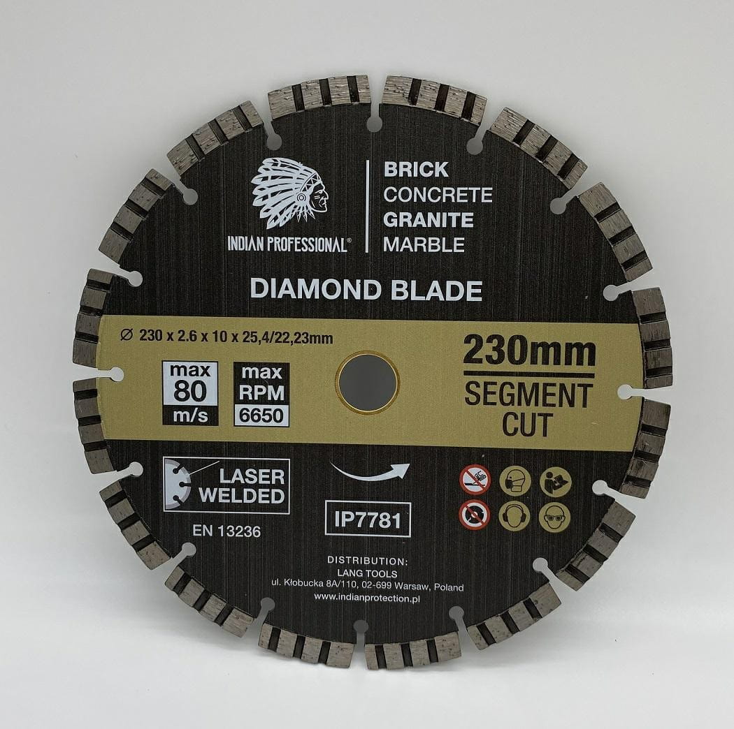 Diamantblatt 230 Mm 25,4/22,23 Segment Turbo Cut Indian Professional