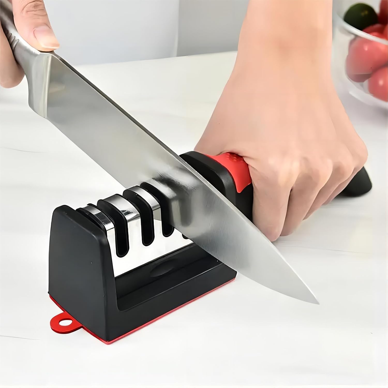 Professioneller 3-stufiger Küchenmesserschärfer Aus Wolfram Und Keramik Mit Diamantklingen Für Köche, Einfach Zu Bedienen Für Zuhause, Imbisswagen Und Restaurants