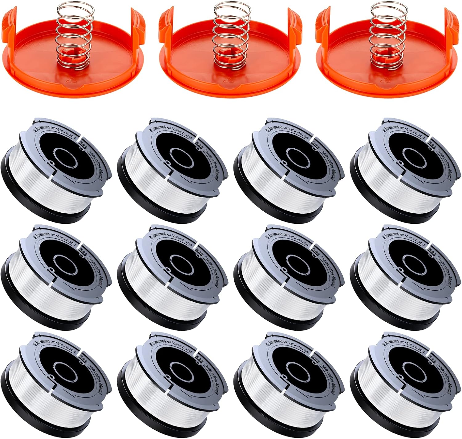 Eventronic 12er-pack Trimmerfadenspule, Kompatibel Mit Black & Decker Trimmern, A6481 A6485 1,65 Mm Trimmerfadenspule (12 Trimmerfäden, 3 Schutzkappen, 3 Federn)