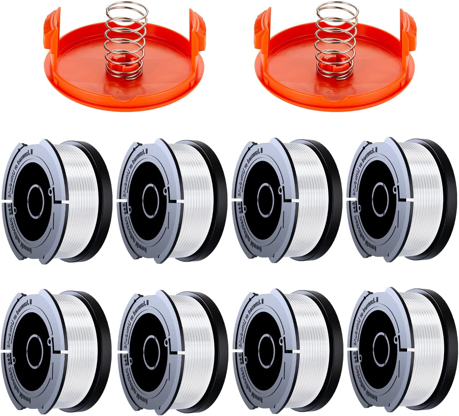Eventronic 8er-pack Trimmerfadenspule, Kompatibel Mit Black & Decker Trimmern, A6481 A6485 1,65 Mm Trimmerfadenspule (8 Trimmerfäden, 2 Schutzkappen, 2 Federn)