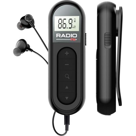 Tragbares Mini-fm-radio Mit Akku, Dsp-display, Lcd-bildschirm, Kopfhöreranschluss, 300 Mah Akku, Schwarz