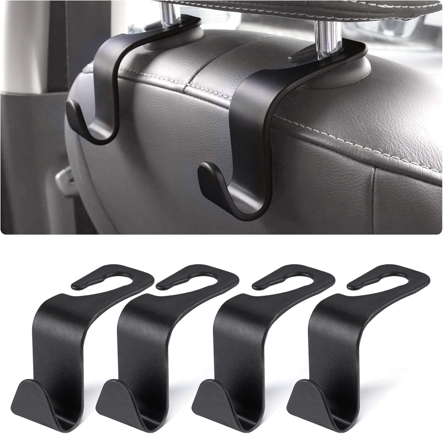 Auto-aufbewahrungshaken, 4er-set Kopfstützenhaken Aus Kunststoff, Autositz-hakenzubehör Für Kopfstützen, Handtaschen, Geldbörsen, Jacken, Einkaufstaschen, Wasserflaschen