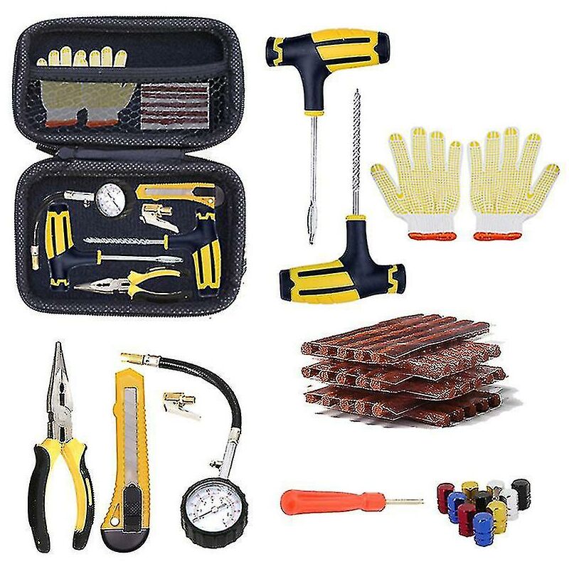 Crea Car Tire Repair Kit Puncture Plug Tools Tyre Puncture Emergency For Tire Strips Stiring Glue Repair Tool Kit Car Accessories