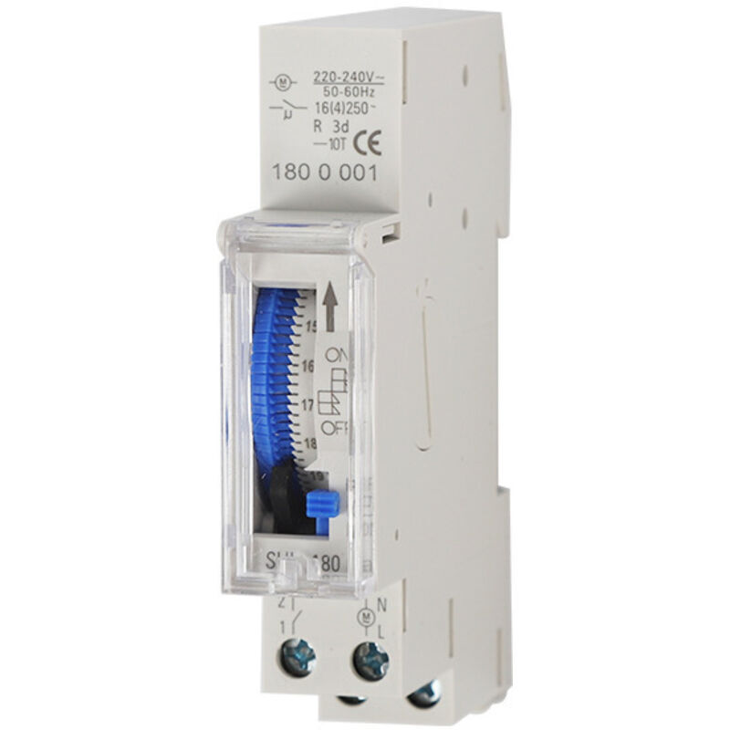 Minuterie Mécanique De 24 Heures Minuterie Minimale De 15 Minutes Montage Sur Rail Batterie Intégrée, Sul180a Ac220-240v Gris - Sul180a Ac220-240v Gris