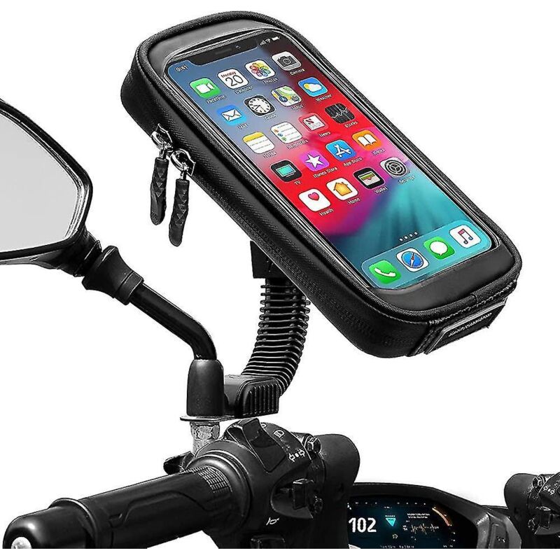 Crea – Support De Téléphone Moto Étanche 360° – Compatible Smartphones Jusqu'à 6,7 Pouces – Installation Facile Sur Rétroviseur