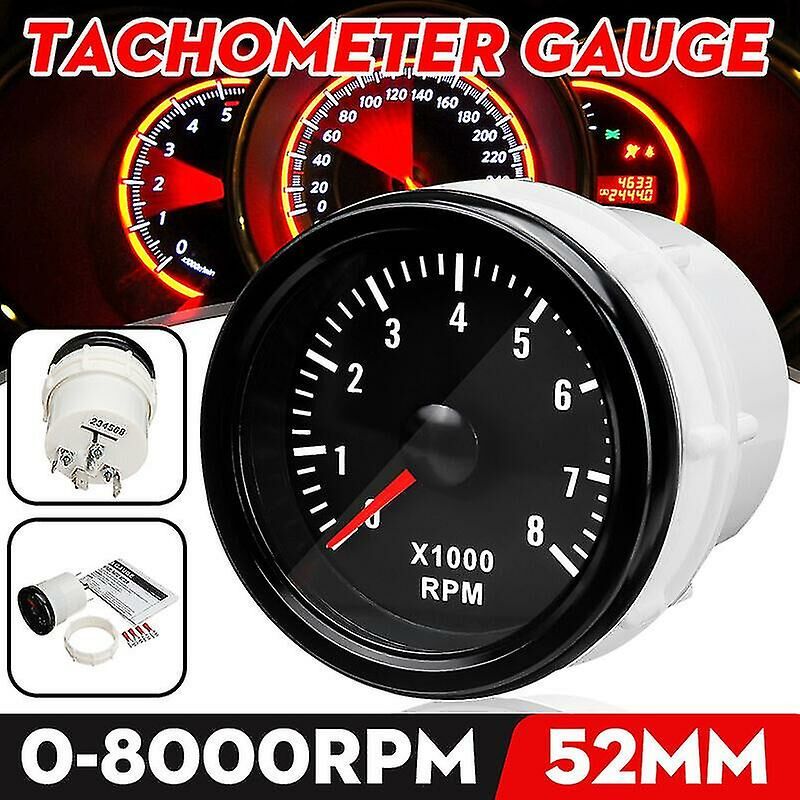 Crea 2" 52mm 0-8000 Rpm Tachometer Tachometer Speed Gauge For Gasoline Engines