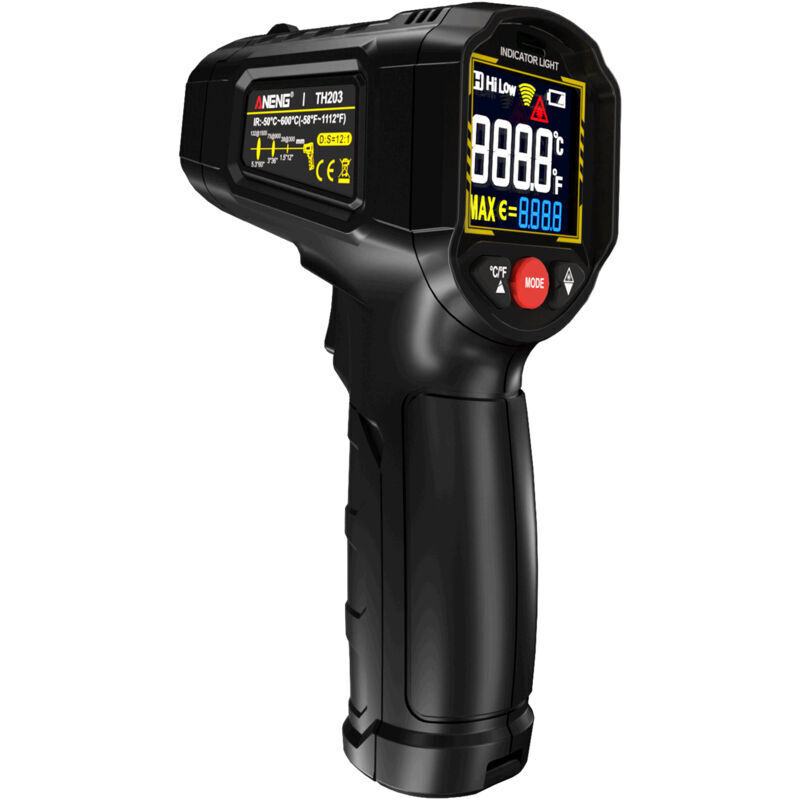 Thermomètre Infrarouge Industriel Intelligent -50600℃, Testeur D'Affichage Inversé Va Portatif, Pyromètre