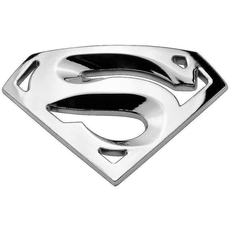 Stainless Steel Metal 3d Chrome Superman Car Logo Badge Metal Car Sticker Car Styling Accessories (2 Pack) Silver