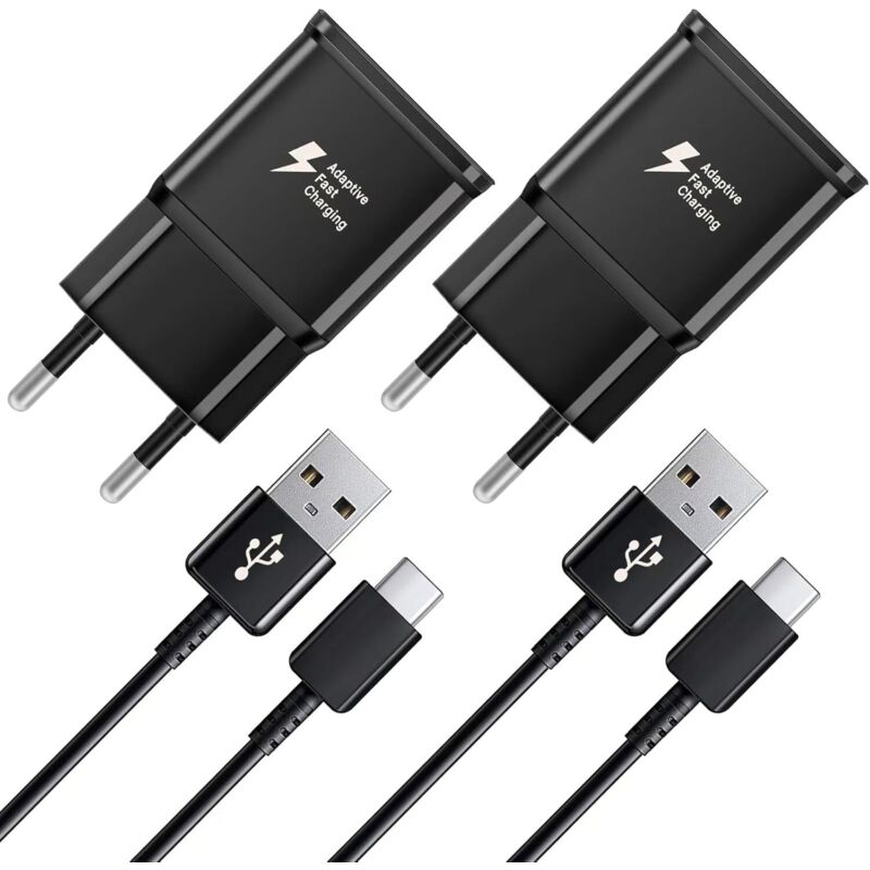 Chargeur Rapide 2 Pièces, Câble De 1,2 M, Compatible Avec Samsung Galaxy S22 S21 S20 S8 S10 S9 Plus Note 7 8 9 10 A53 Lg, Htc 2-pack/noir