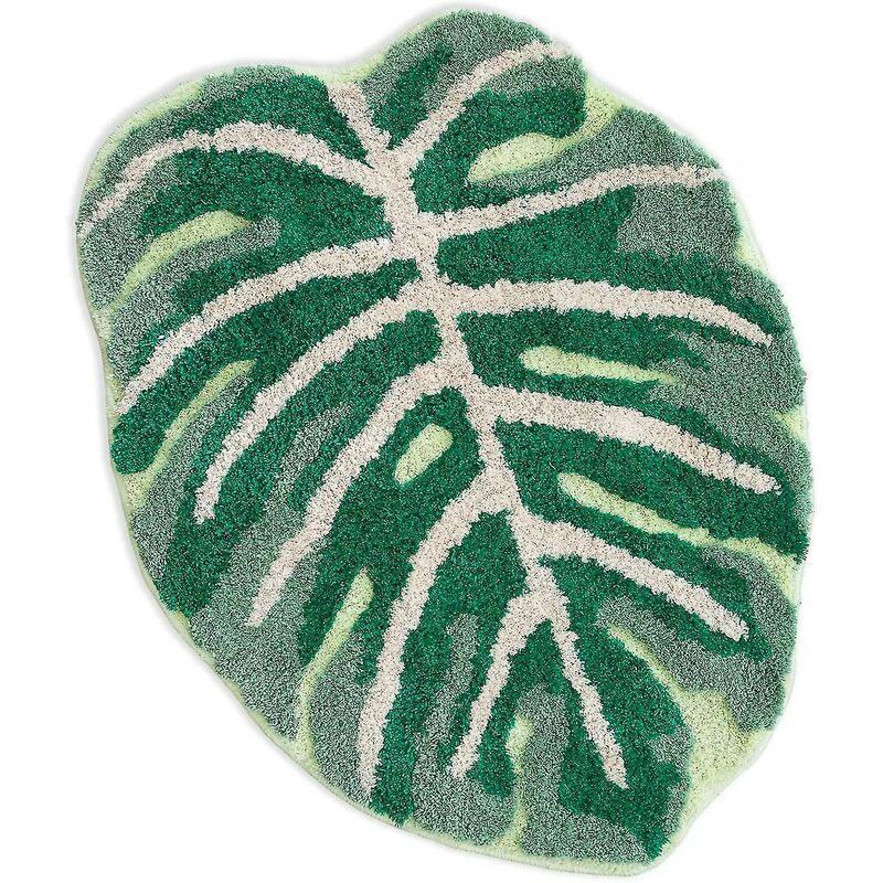 Crea Piao Monstera Non Slip Bath Mat Or Kitchen Tufted Rug Plant Leaf Shaped Kids Pets Floor Mat Carpet