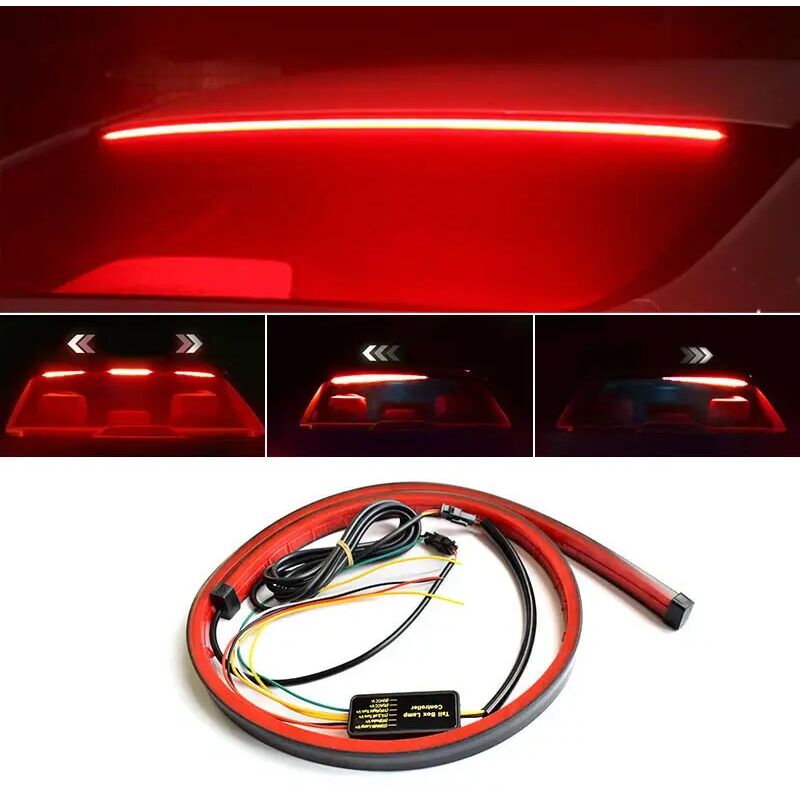 Feu Arrière De Coffre De Voiture Rouge, Feu De Freinage, Feu Arrière Surélevé À Led, Clignotant, Barre Lumineuse De Conduite - 100 Cm, Trois Modes