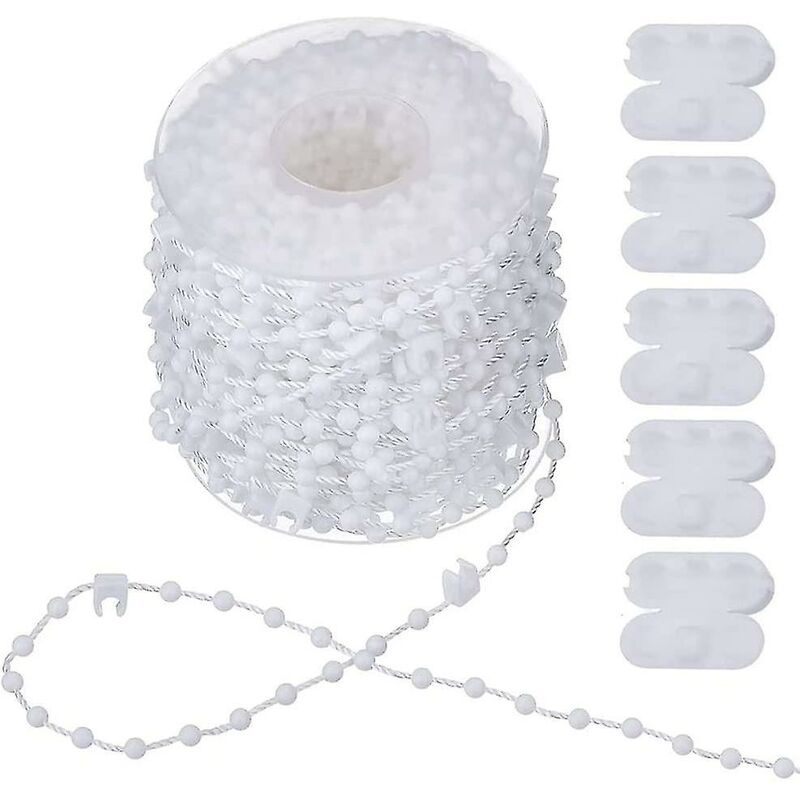 Crea Starlight-chaîne De Store Vertical De 20 M - Accessoires De Store Vertical Et 5 Connecteurs De Cordon De Store - Chaîne Inférieure De Store Vertical Pour Lattes De 89 Mm Blanc