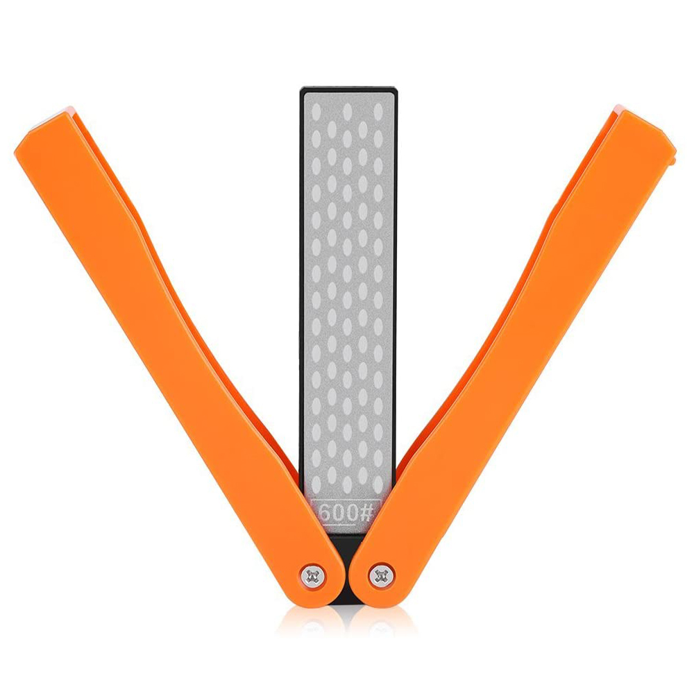 Tragbarer, Doppelseitiger Diamantmesserschärfer (körnung 400/600) – Taschenmesserschärfer Für Den Outdoor-einsatz, Orange