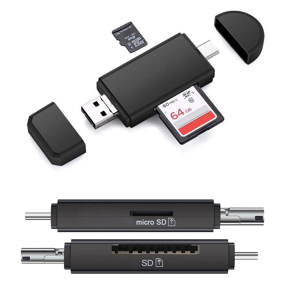 3-in-1 Sd- Und Microsd (tf)-kartenleser – Usb / Usb-c / Micro-usb Otg – Adapter Für Smartphones, Tablets Und Laptops