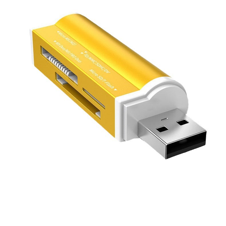 Mini-4-in-1-usb-kartenleser, Tf/micro-sd/m2-adapter, Goldfarben, Aluminiumlegierung