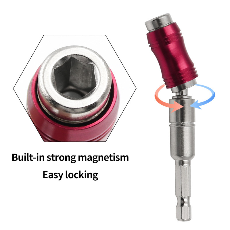 1/4"-sechskant-dreh-magnetbithalter, Schnellwechsel, Für Enge Stellen, Magnetbithalter (rot + Silber)