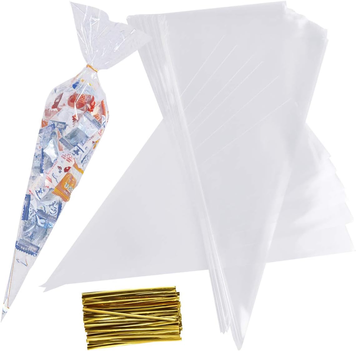100 Transparente Zuckerbeutel, Snackbeutel Mit Schraubverschluss, Zellophantüten, Zellophantüten Für Partys, Kekse, Desserts, Hochzeiten, Weihnachtsfeiern