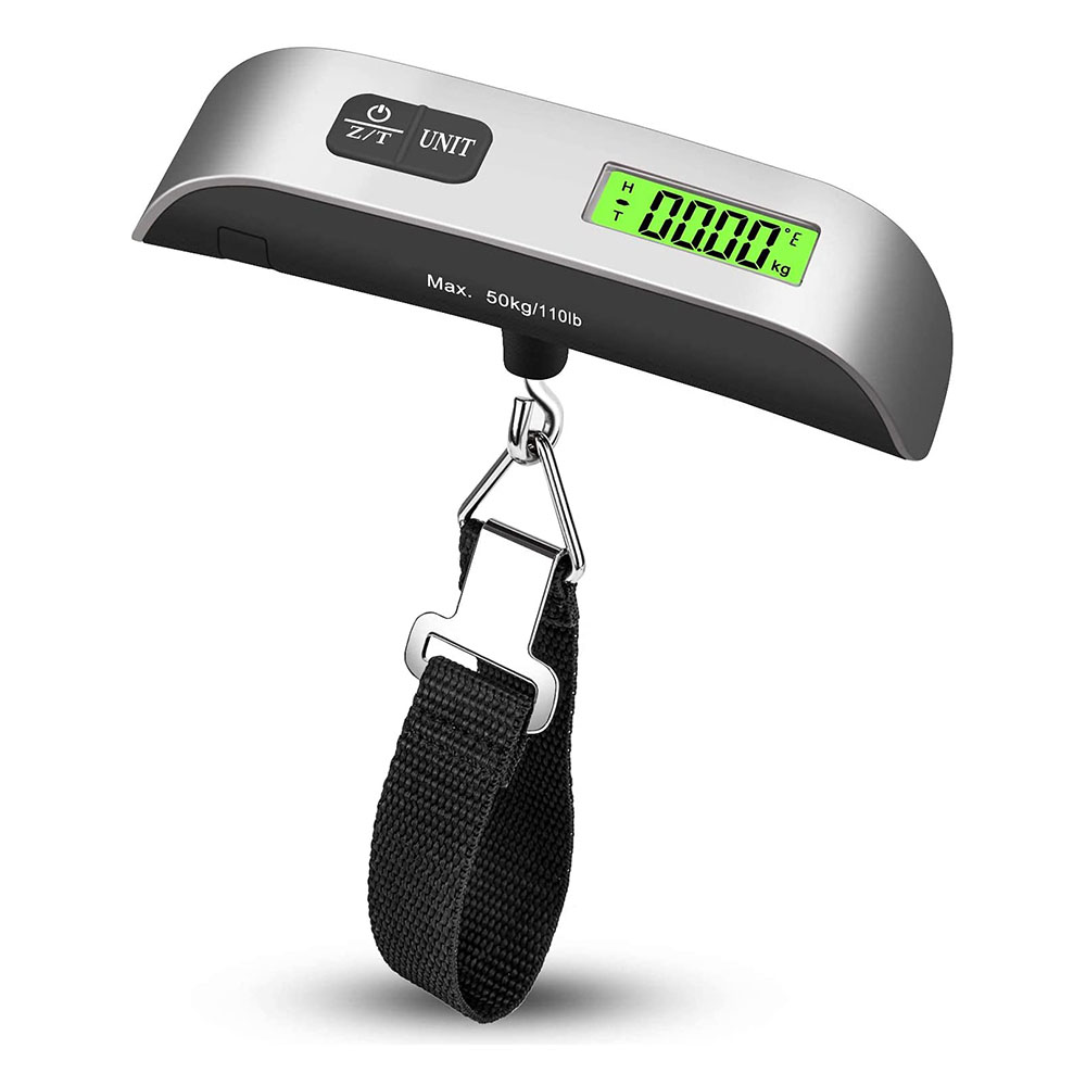 Tragbare Digitale Hänge-gepäckwaage Für Reisen Oder Koffer, 50 Kg Tragkraft, Batterie Inklusive – Silber