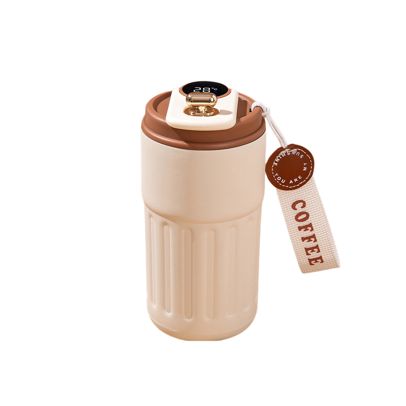 Reisebecher Aus Edelstahl 316 Mit Temperaturanzeige, 440 Ml Isolierter Kaffeebecher, Vakuumdicht Und Auslaufsicher, Thermobecher, Hält Getränke Stundenlang Heiß Oder Kalt (kaffee)