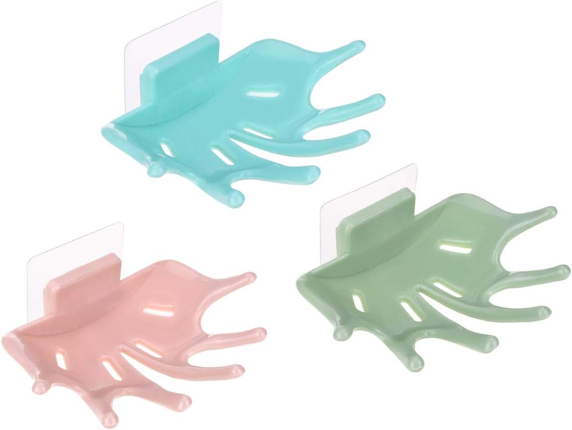 Selbstklebende Seifenschale Mit Saugnapf, Kunststoff, Transparente Löcher, Für Küche Und Bad, Blau, Rosa, Grün