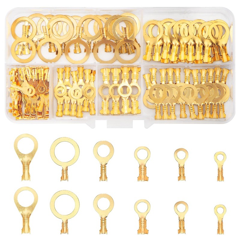 150 Kupferringkabelschuhe, Messing-drahtverbinder M3/m4/m5/m6/m8/m10, Crimp-set Für Offene Kabelbäume, Satz Elektrischer Kabelklemmen Mit Messingring