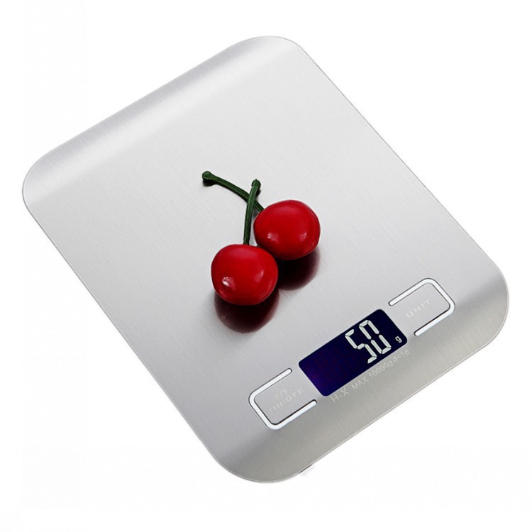 Intelligente Digitale Küchenwaage Mit Lcd-display, Edelstahl, 5 Kg, Multifunktional, Silberfarben