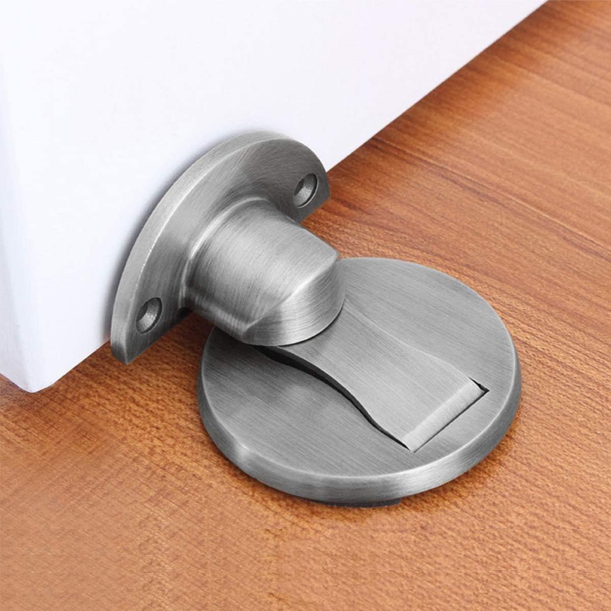 Magnetischer Türstopper, Satiniertes Nickel, Unsichtbar, Metall, Selbstklebend, Silberfarbener Edelstahl, Robust
