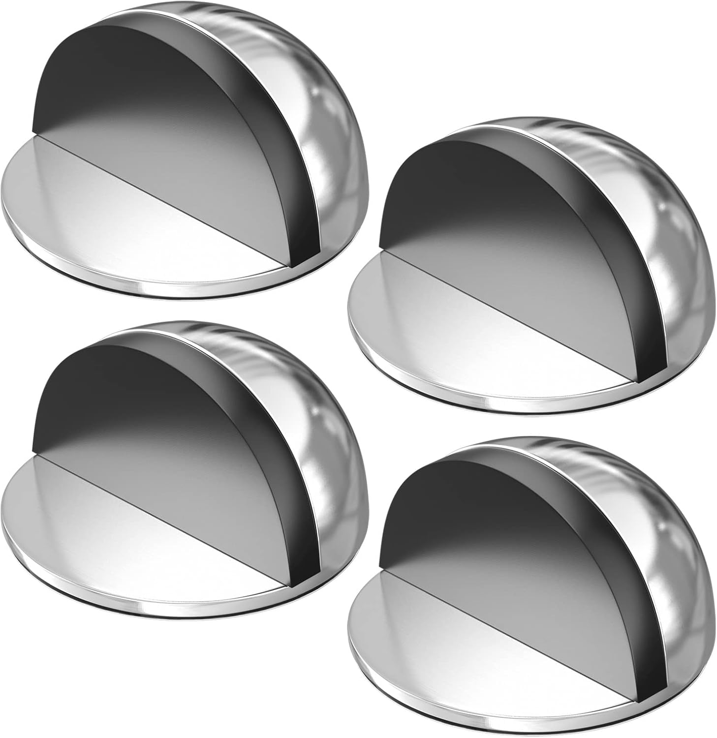 Set Mit 4 Türstoppern Aus Edelstahl Mit Gummipuffern Zum Schutz Von Türen, Wänden Und Möbeln (silber)